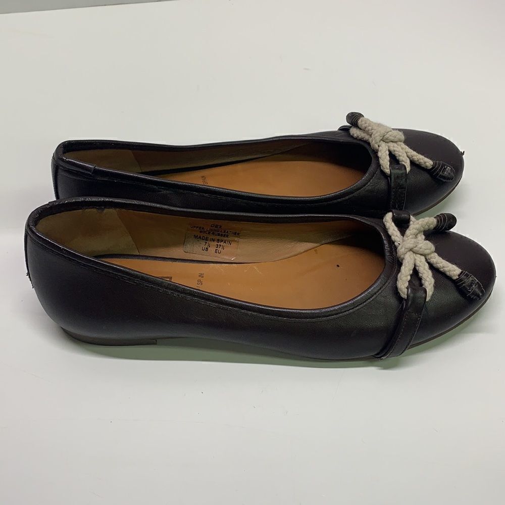 Hunter Dex Ballet Flat Slip On Shoes Dark Brown Leather Bow Size 37.5 | 7.5 - Picture 4 of 11